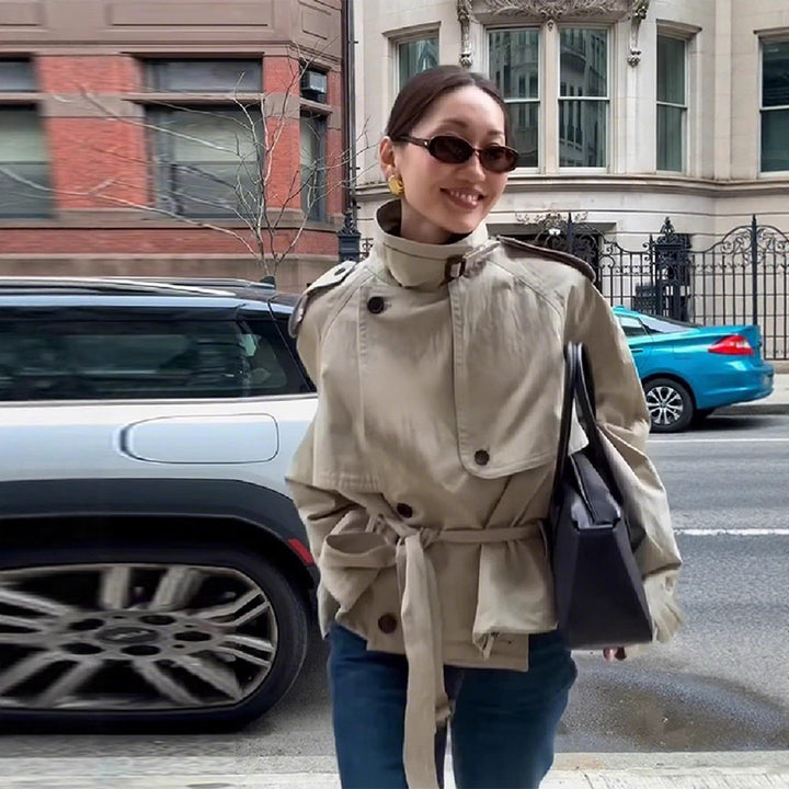 Fashion oversized trench coat for women with a narrow belt Lune London