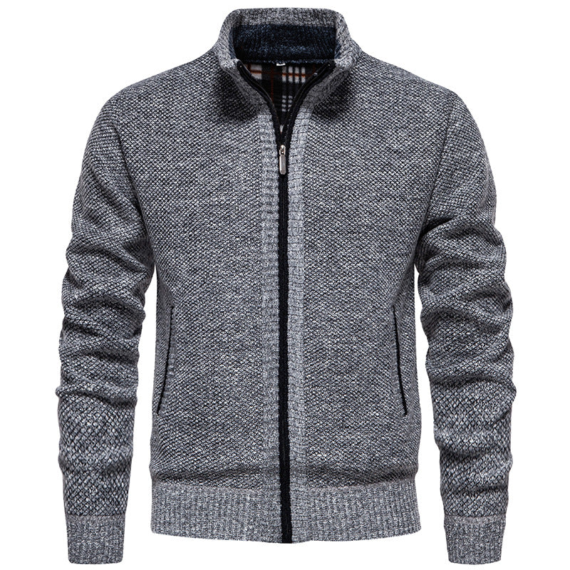 Stylish knitted jacket for men with high collar and practical pockets Lune London