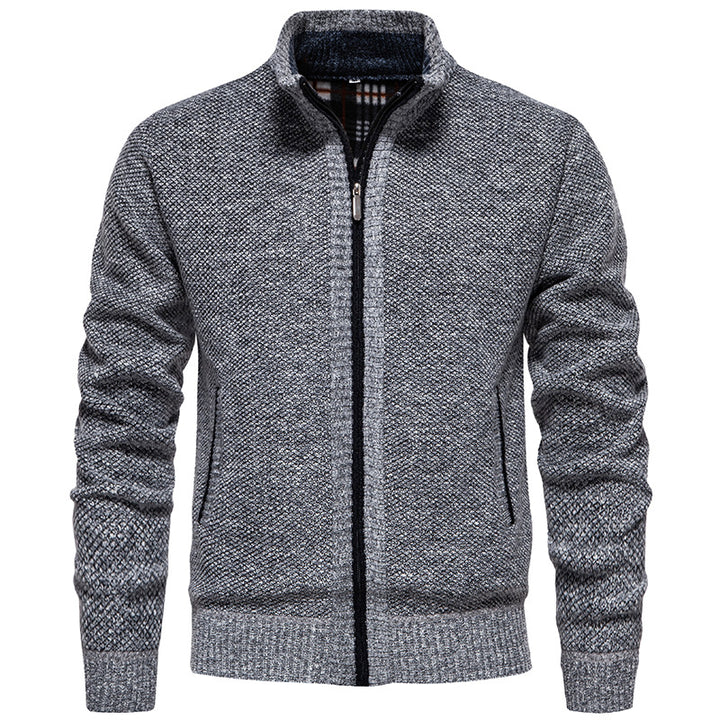 Stylish knitted jacket for men with high collar and practical pockets Lune London