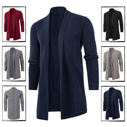 Men's knitted coat with open cut and practical pockets Lune London