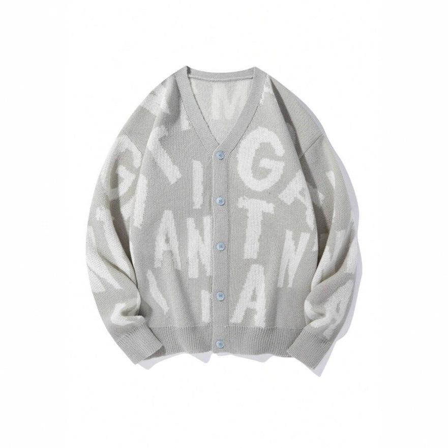 Cardigan pour femmes avec un motif de lettres élégant et en V