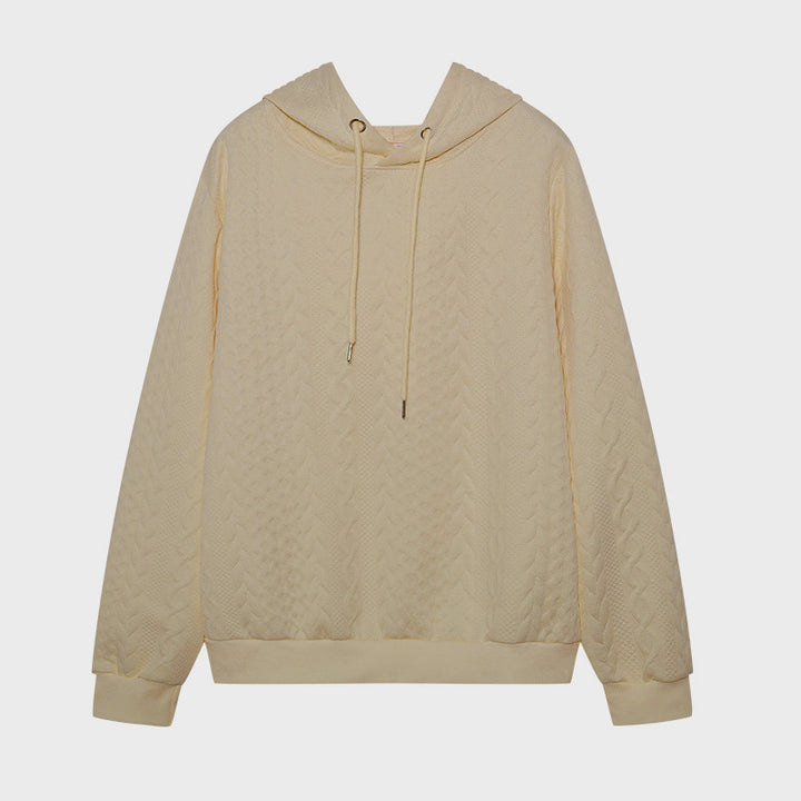 Casual knitted sweater for women with hood and textured design Lune London