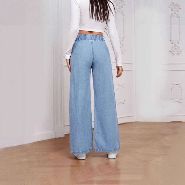 Women's wide High-Waist Jeans with elastic waistband and elegant cut Lune London