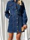 Robe chemise en denim pour femmes en coupe évasée avec détails de boutons et jupe évasée Chic & Stil