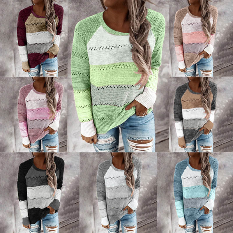 Lightweight striped knit pullover for women Lune London