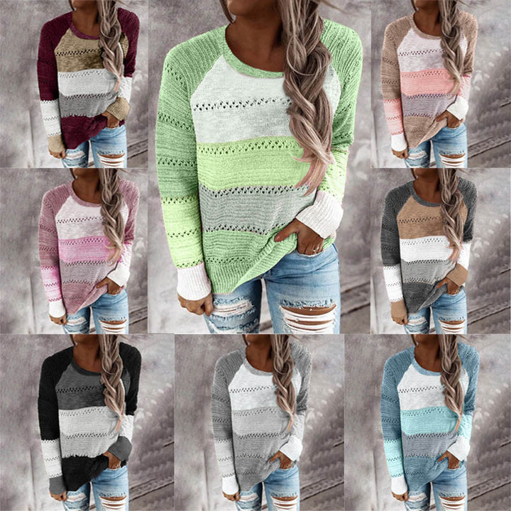 Lightweight striped knit pullover for women Lune London
