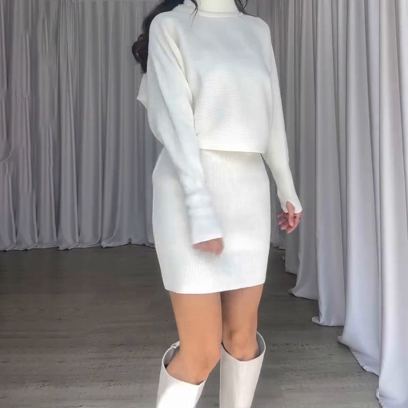 Knit dress for women with casual turtleneck and raglan sleeves Lune London