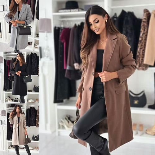 Classic oversized coat for women with elegant lapel and practical pockets Lune London