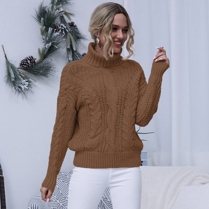 Ladies comfortable turtleneck sweater with high-quality twisted pattern Lune London