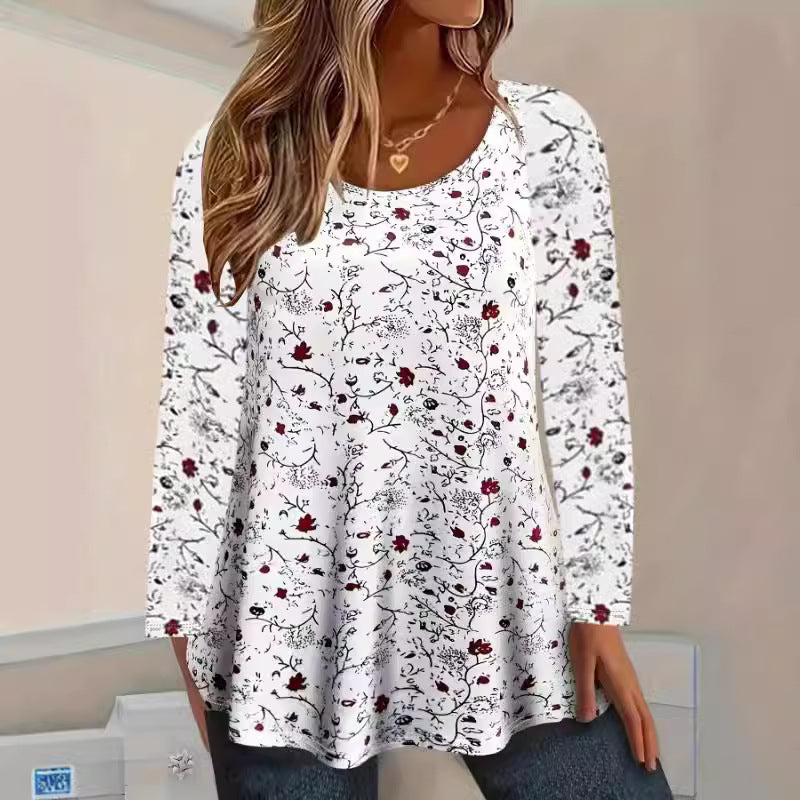 Long sleeve t-shirt for women with floral pattern and A-line cut Lune London