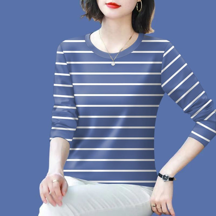 Chemise à manches longues rayée décontractée pour femmes Chic & Stil