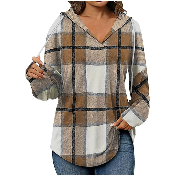 Women’s hoodie with checkered design and V-neck Lune London