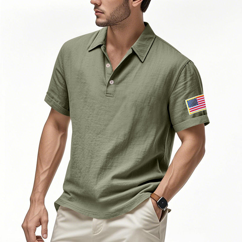 Men's sporty polo with American flag pattern and moisture-wicking technology Lune London
