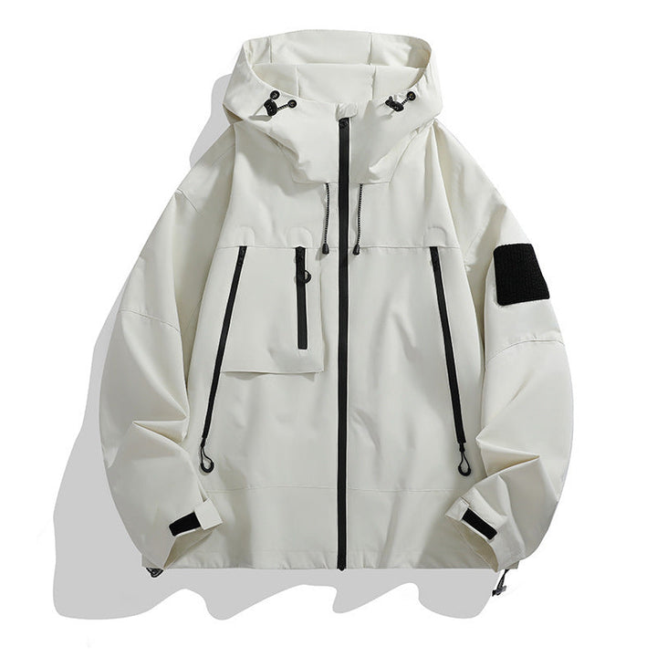Lune London | Men's technical outdoor jacket with adjustable hood design and multifunctional pockets