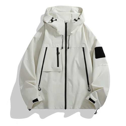 Lune London | Men's technical outdoor jacket with adjustable hood design and multifunctional pockets