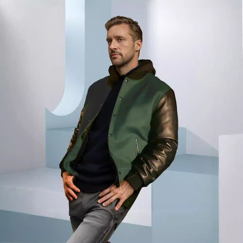 Men's leisure bomber jacket with contrast sleeves and practical pockets Lune London