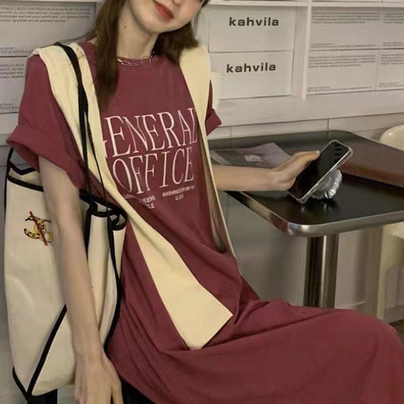 Women's Casual T-Shirt Dress with Creative Slogan Lune London