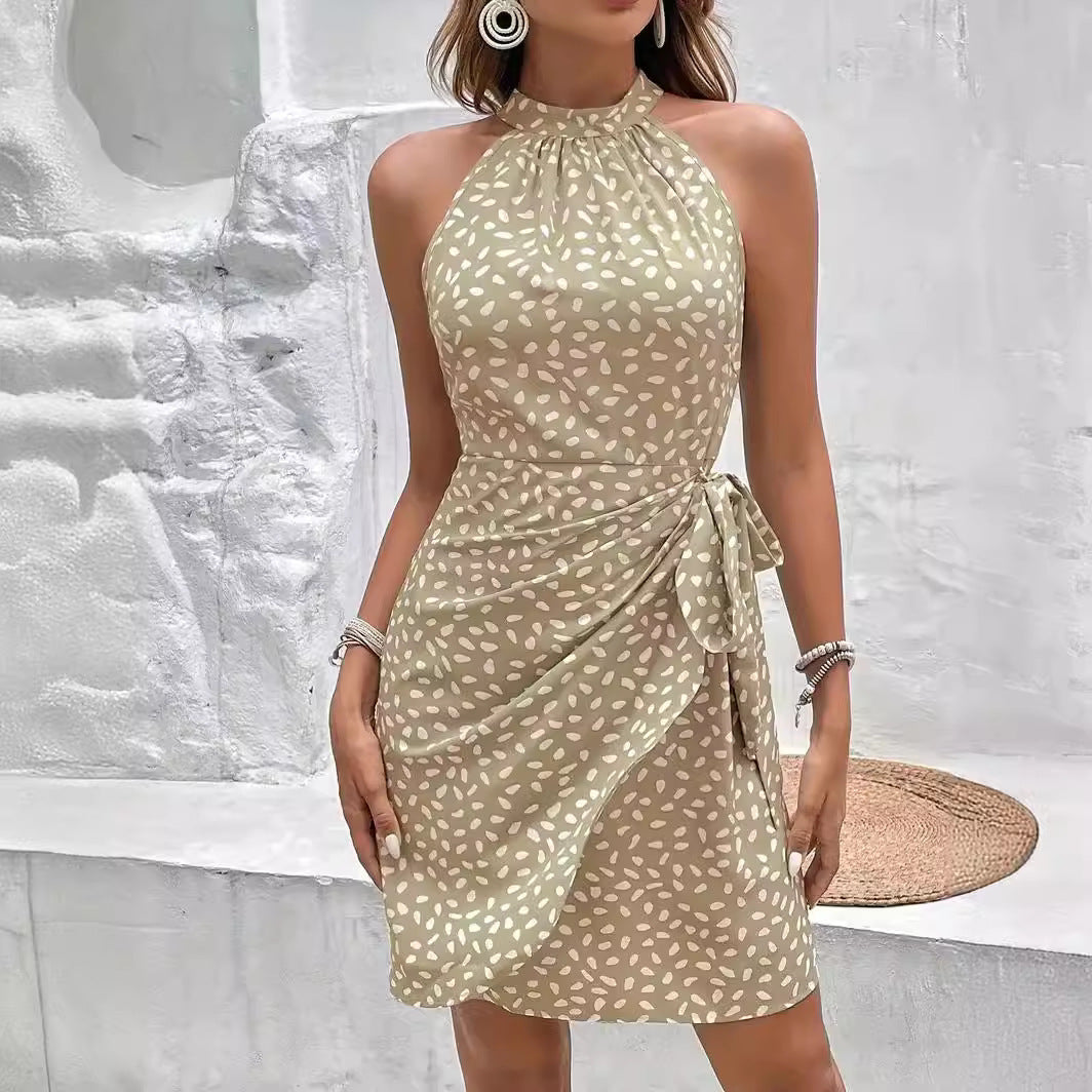 High waist wrap dress for women with elegant halter neck Lune London