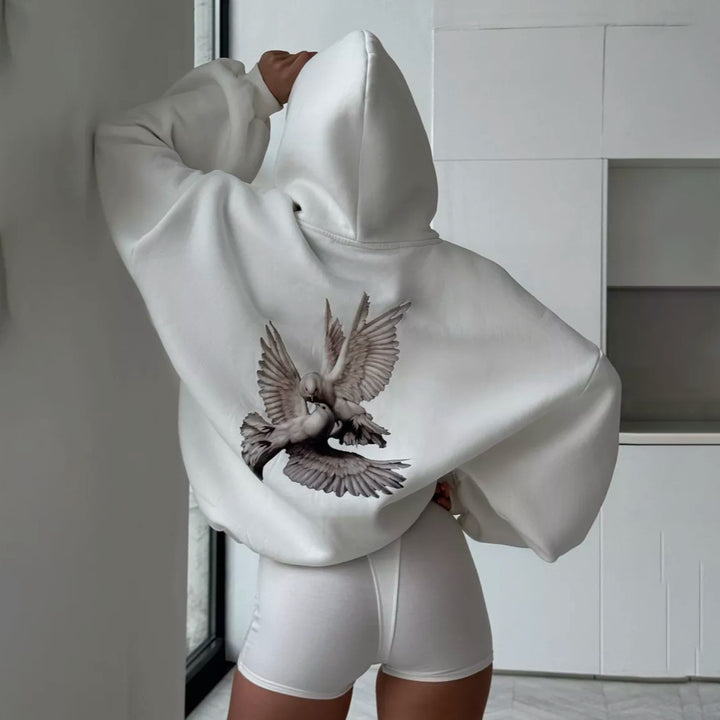 Women's hoodie with creative bird pattern and casual fit Lune London