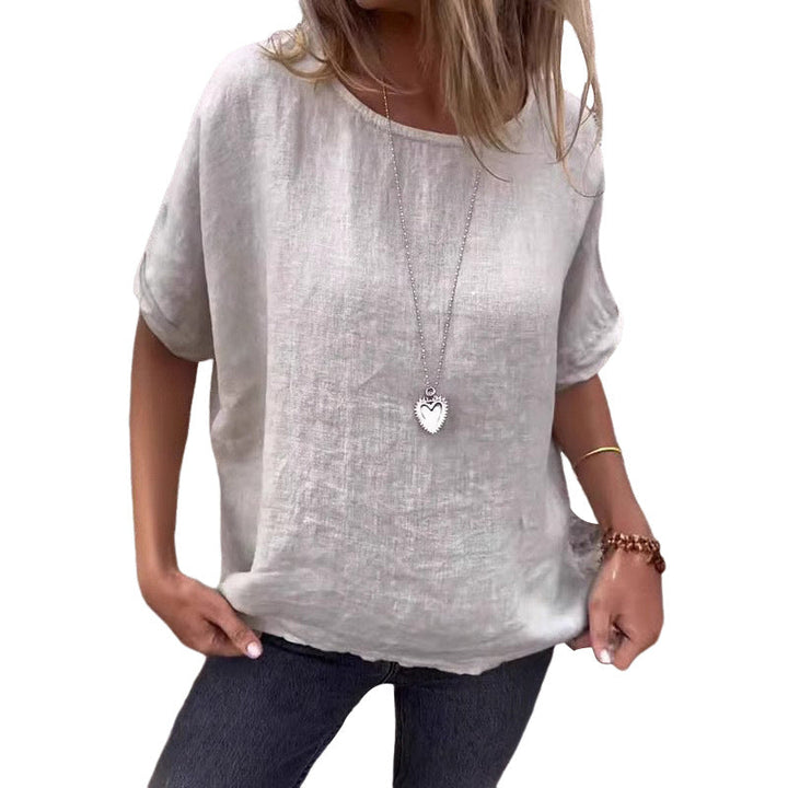 Women's Linen Blouse with Loose Fit and Fashionable Half Sleeves Lune London