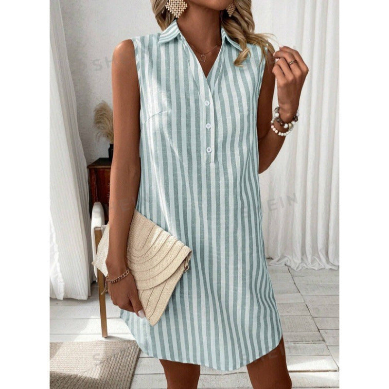Casual shirt dress for women with button details and striped pattern Lune London