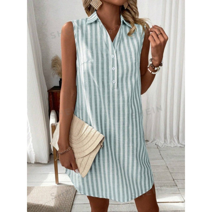 Casual shirt dress for women with button details and striped pattern Lune London