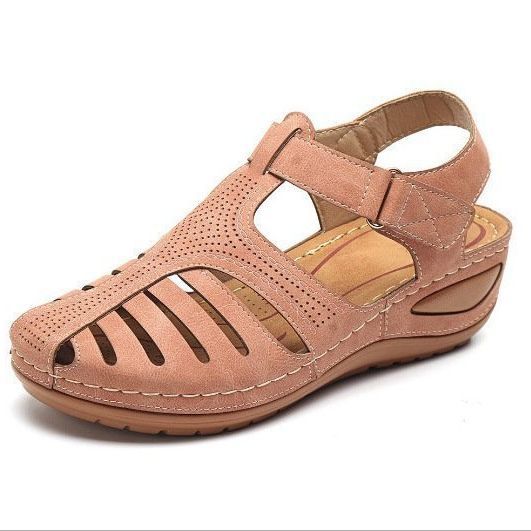 Women's sandals with breathable perforations and ergonomic wedge sole Lune London