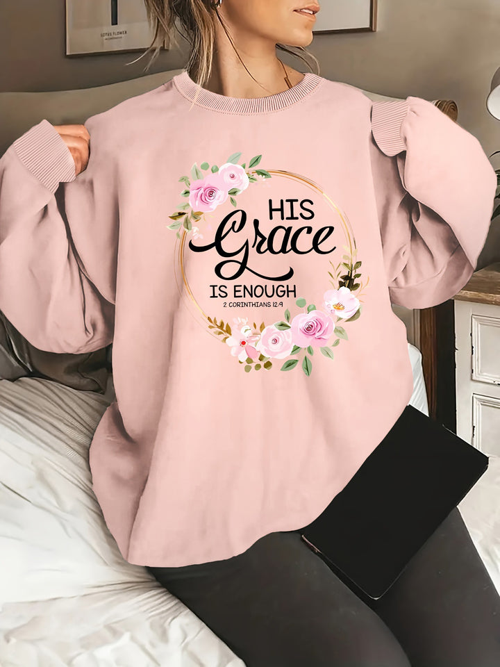 Sweat-shirt pour femmes avec lettres motivantes et design floral Chic & Stil