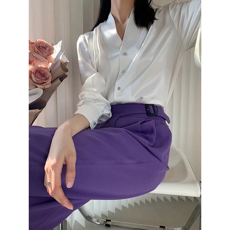 Women Luxe Satin Buttoned Chic Blouse and Style