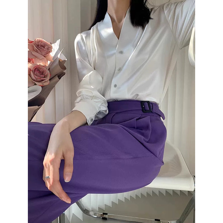 Women Luxe Satin Buttoned Chic Blouse and Style