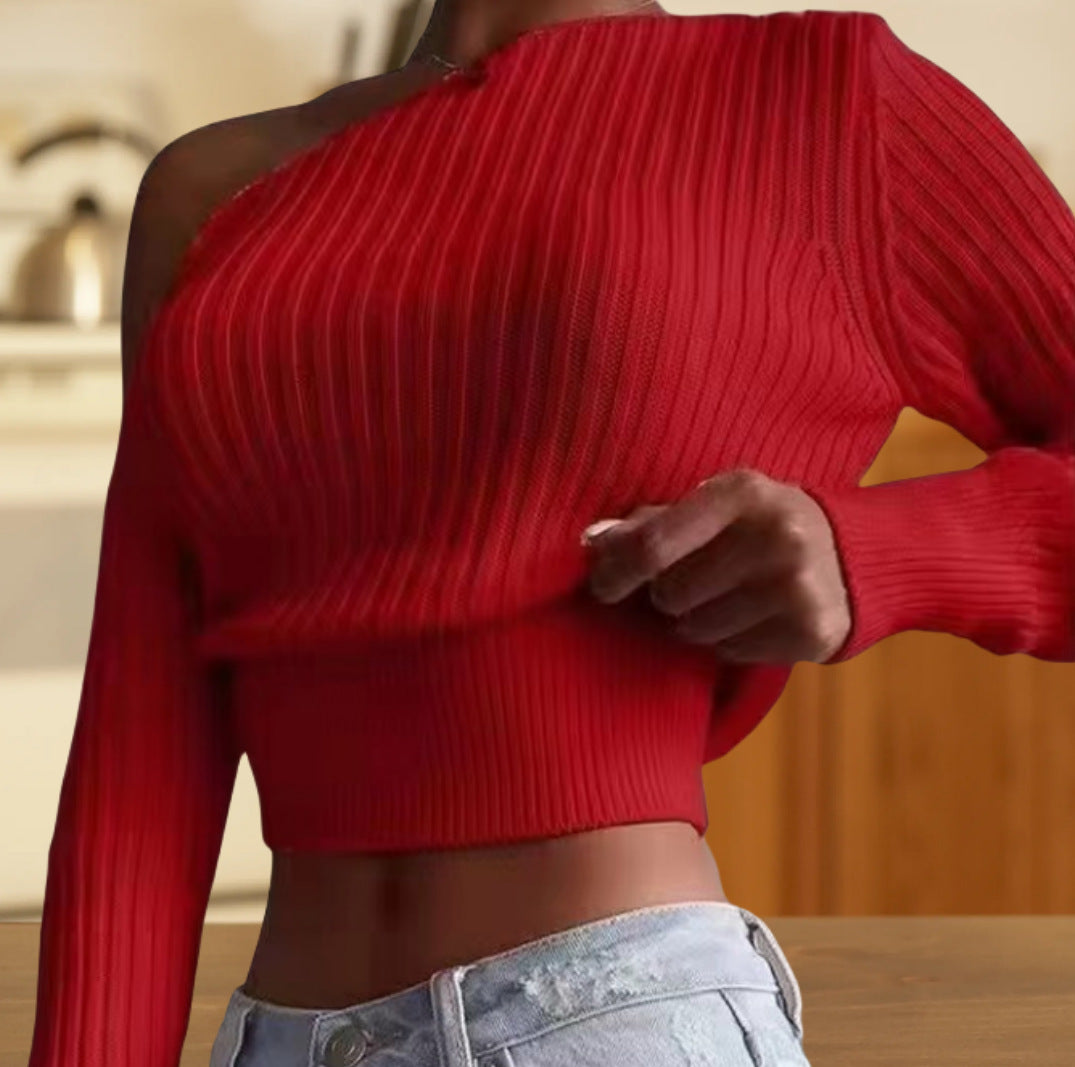 Women oversized sweater with asymmetric design and open shoulder area Lune London