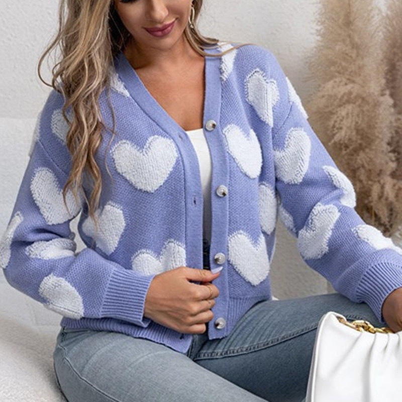 Ladies plush pullover with heart-shaped pattern Lune London