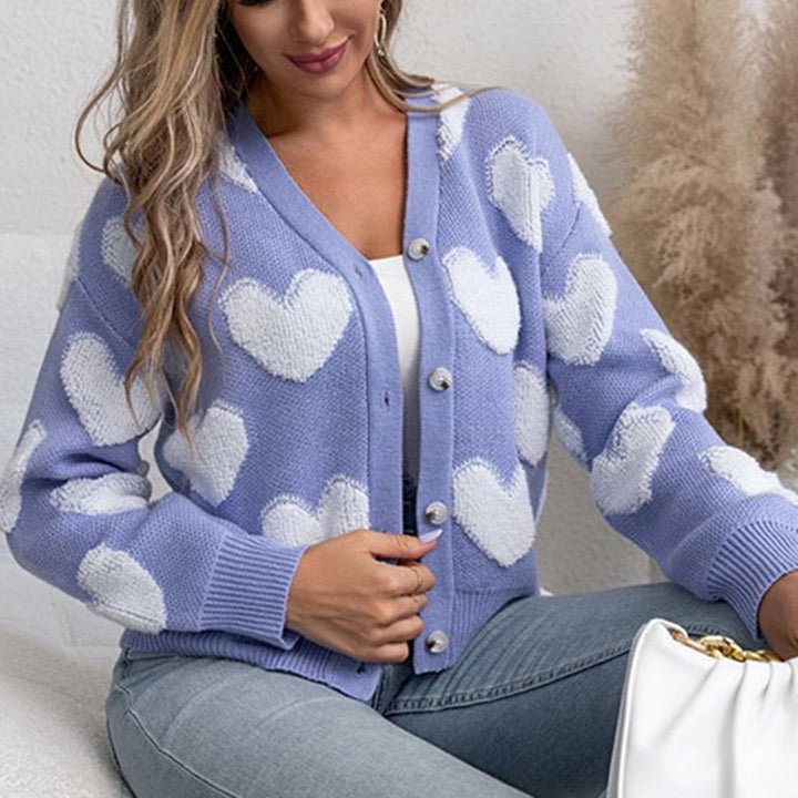 Ladies plush pullover with heart-shaped pattern Lune London