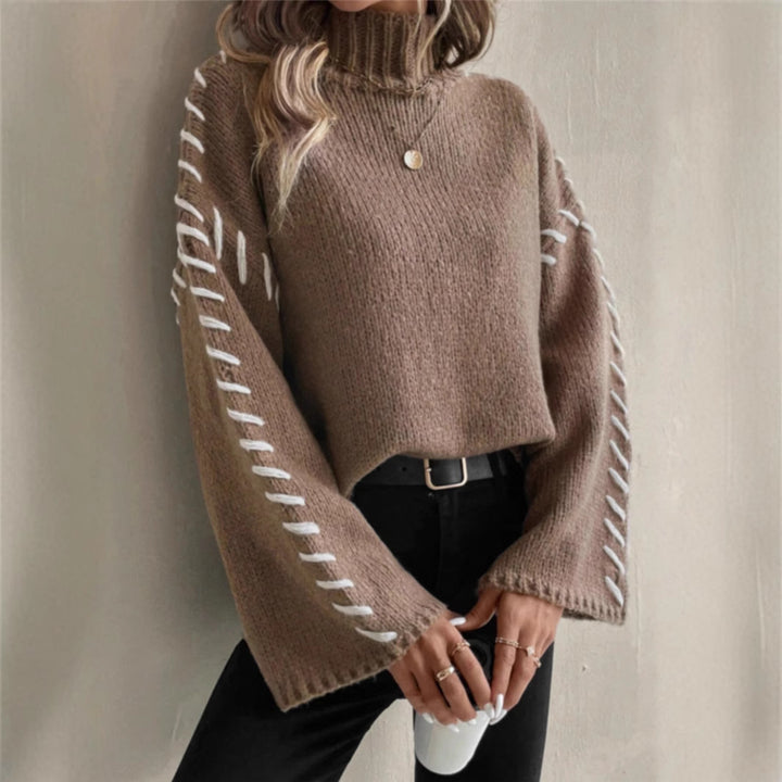 Knit sweater for women with wide sleeves and a high collar Lune London