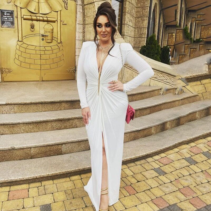 Trendy wrap dress for women with deep V-neck and long sleeves Lune London