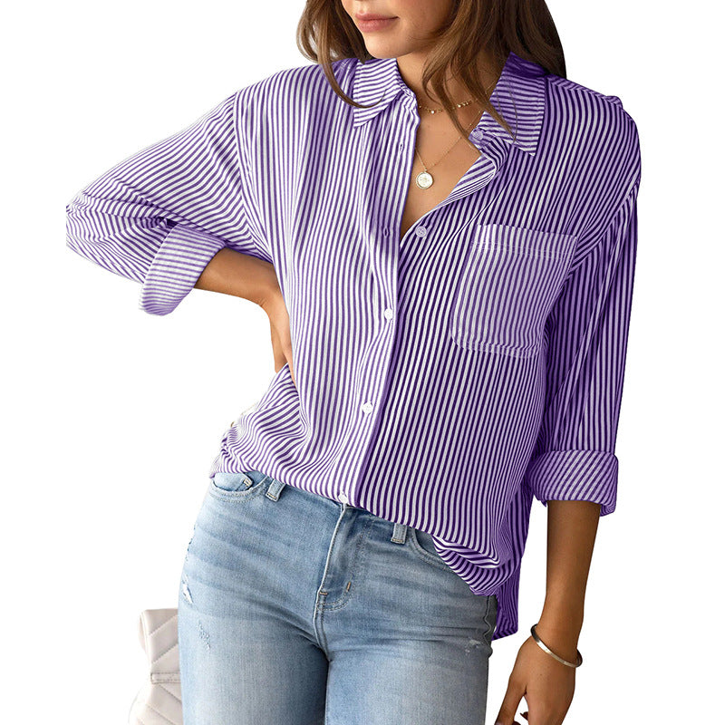 Women's Casual Shirt Blouse with Fine Stripes and Casual Cut Lune London