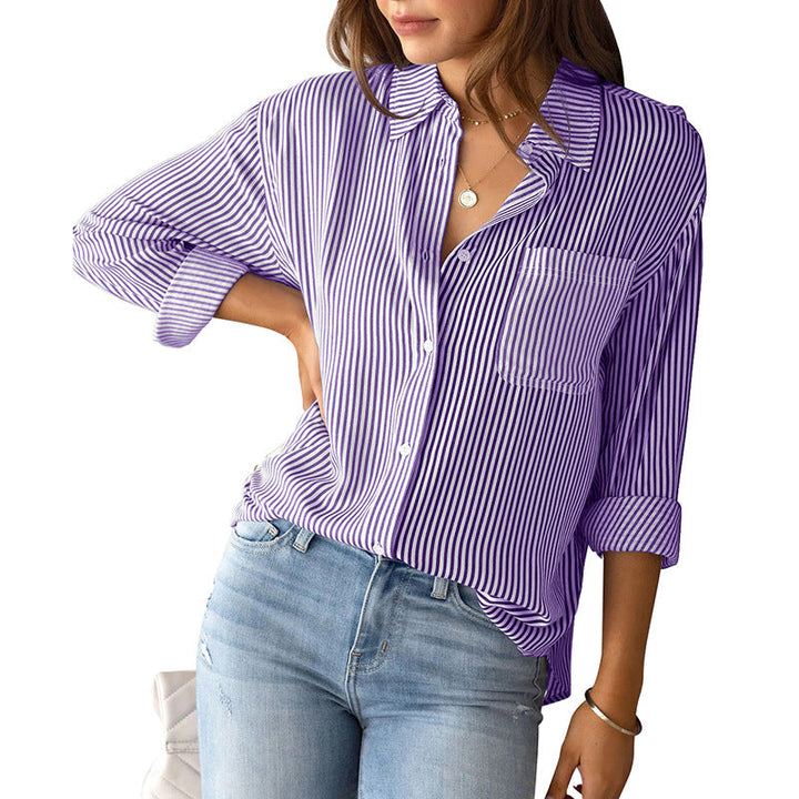 Women's Casual Shirt Blouse with Fine Stripes and Casual Cut Lune London