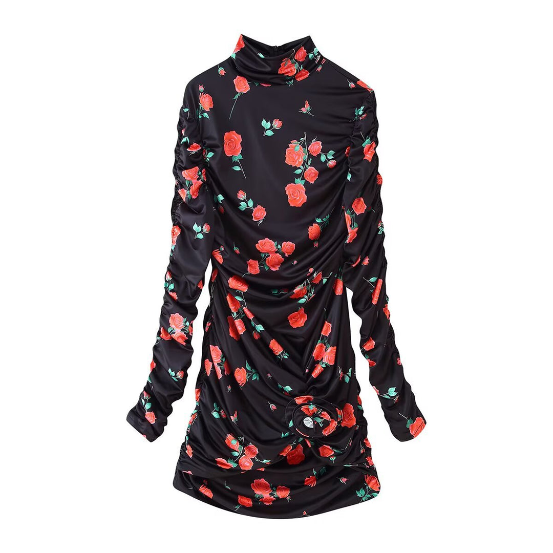 Elegant ruffled blouse for women with a high collar and floral detail Lune London