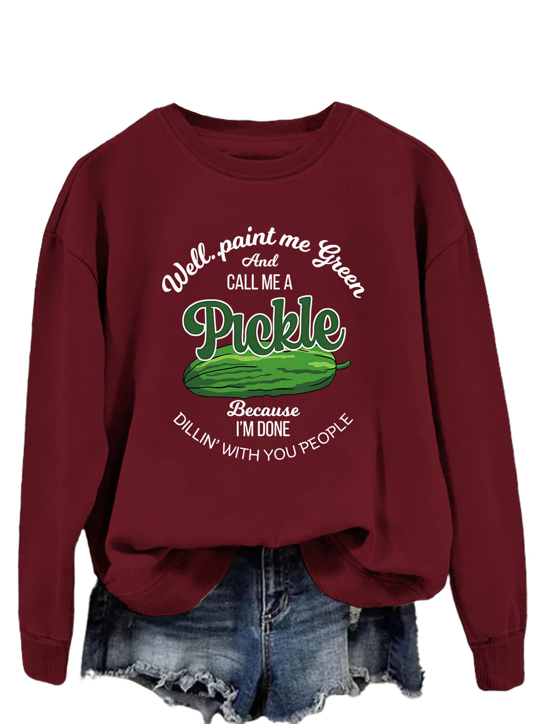 Sweat-shirt femme avec un motif de concombre amusant et un imprimé créatif Chic & Stil