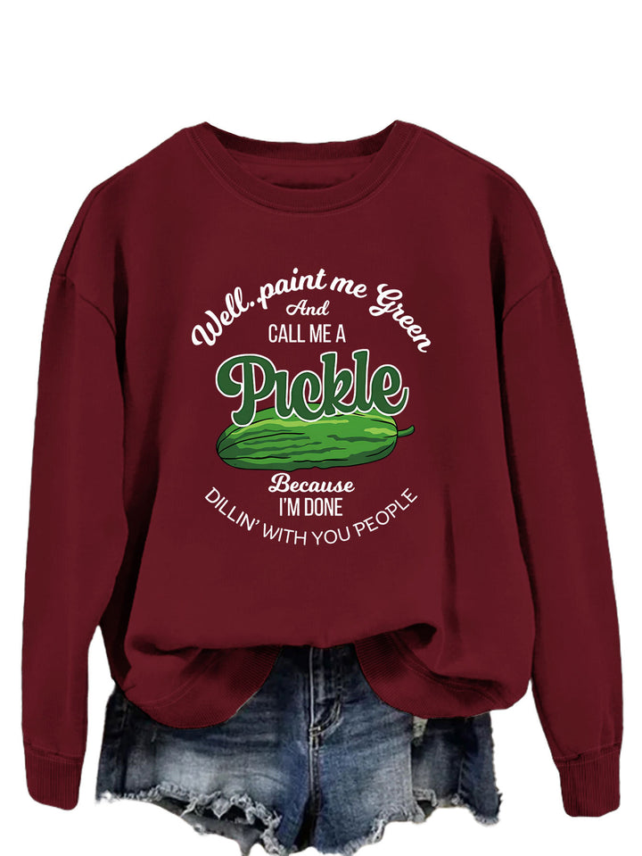 Sweat-shirt femme avec un motif de concombre amusant et un imprimé créatif Chic & Stil