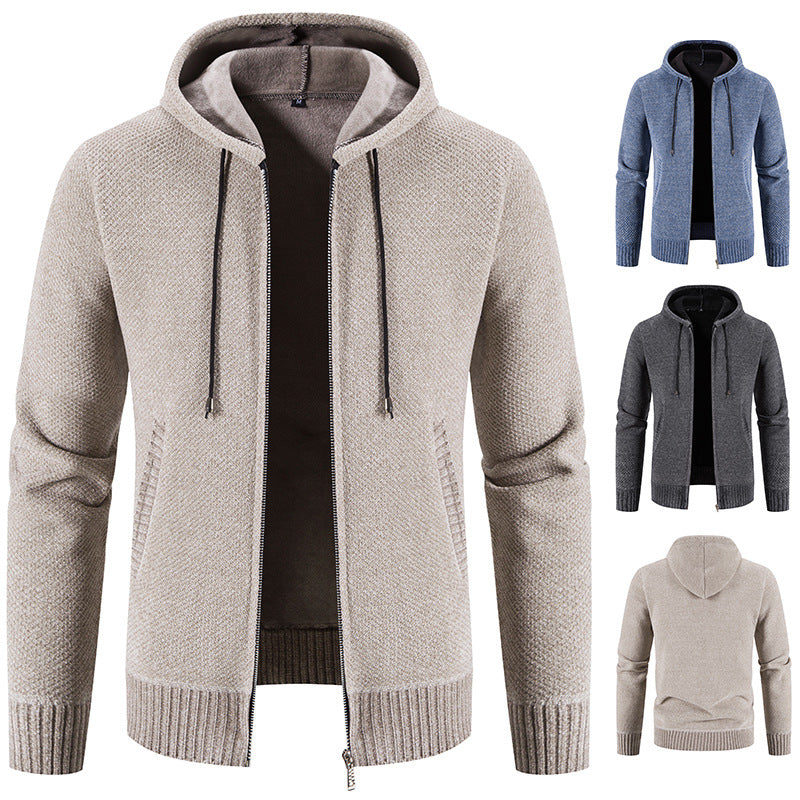 Men's knit hoodie jacket with structured design Lune London