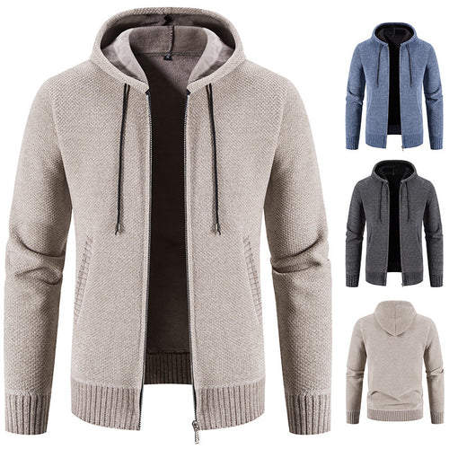 Men's knit hoodie jacket with structured design Lune London