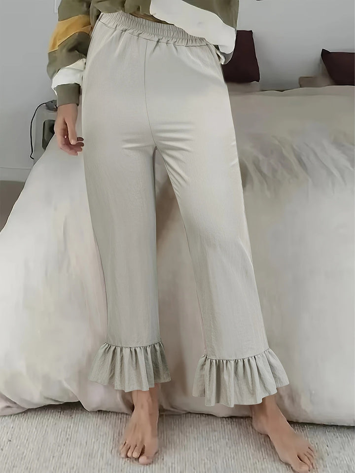 Elegant palazzo pants for women with ruffle finishes Lune London
