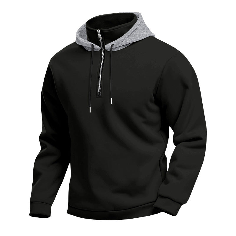 Men's hooded sweatshirt with half zipper and internal drawstring Lune London