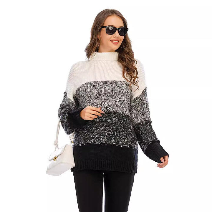 Pull à col roulé confortable pour femmes en tricot texturé Chic & Stil