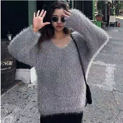 Pull femme en V douillet avec une texture douce et moelleuse Chic & Stil