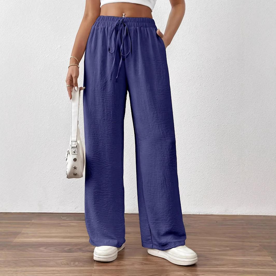Loose linen pants for women with elastic waist and side pockets Lune London
