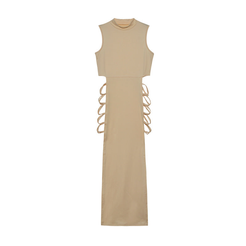 Maxi sleeveless dress with cutouts for women with laces on the side Lune London