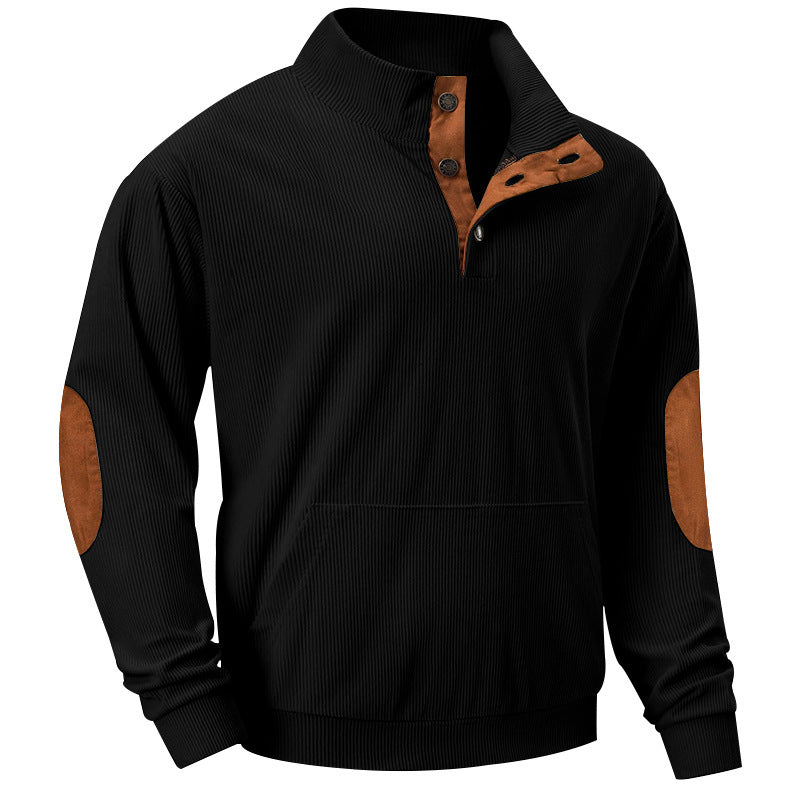 Comfortable knitted pullover for men with modern collar and reinforced elbow patches Lune London