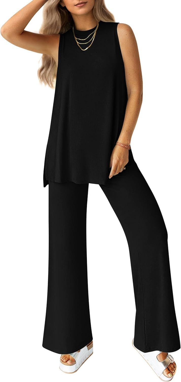 Ladies Casual Top and Wide Leg Pants Set Lune London